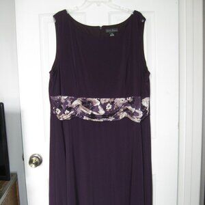 Jessica Howard Women's Eggplant Dress Sequin Waistband Sleeveless Size 24W